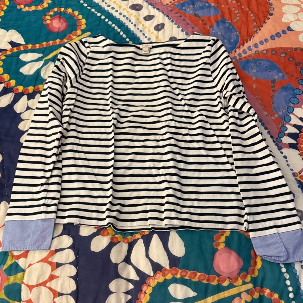J. Crew Navy and White Striped Top
